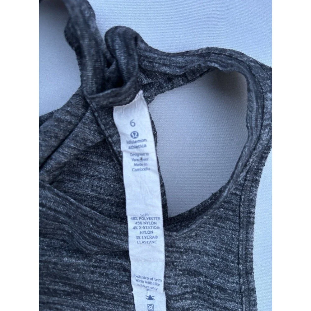 Lululemon Womens Heather Gray Tank Trapeze Twist Tank Top Gym Running Yoga Sz 6